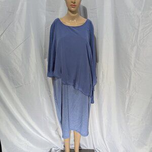 NWT!  Hanna Nikole Women's 2XL Sleeveless Cape Dress with Chiffon Overlay Blue